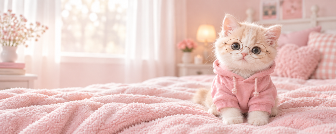 The Cutest Little Cat in a Pink Hoodie