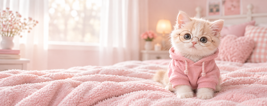 The Cutest Little Cat in a Pink Hoodie